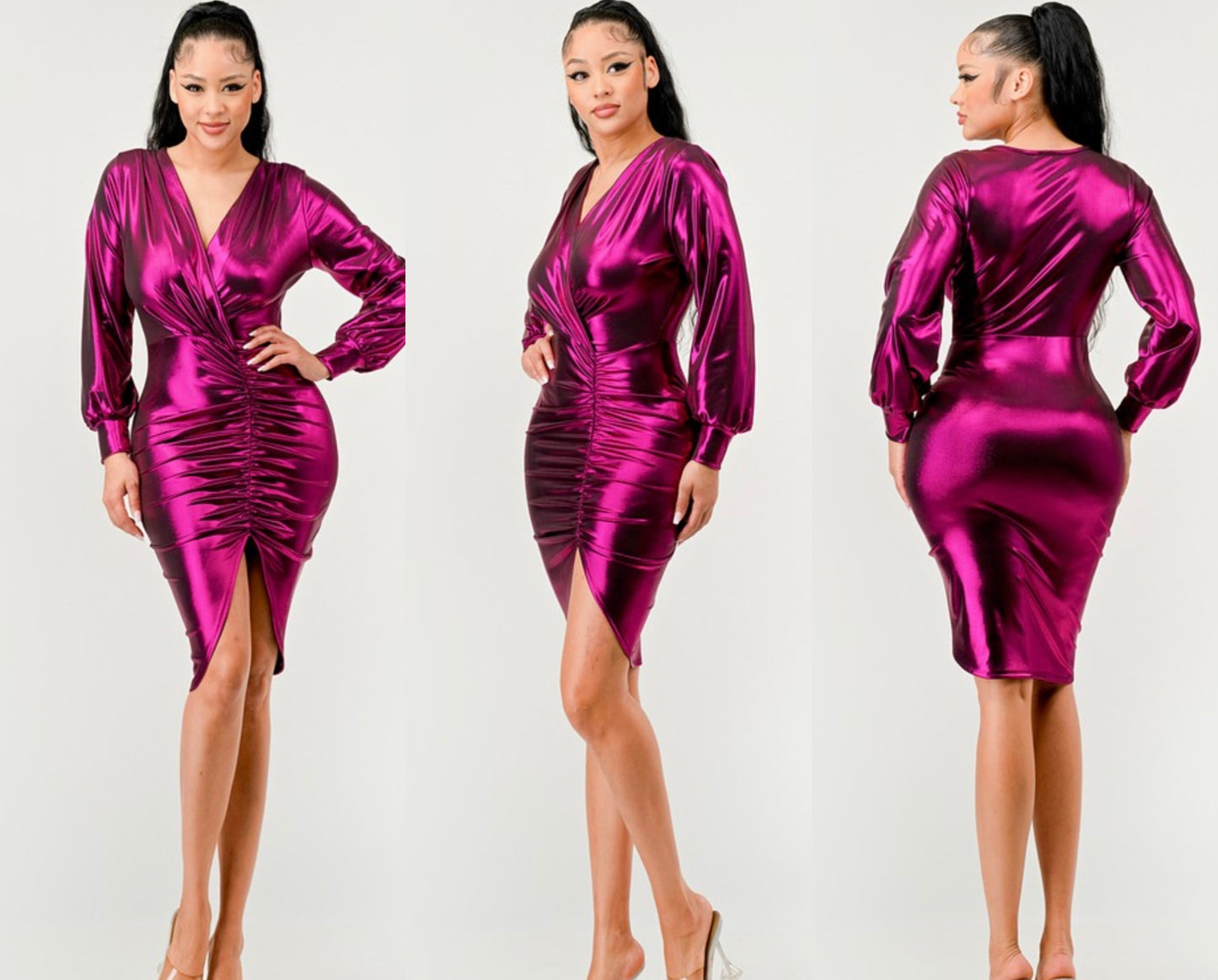 Paula midi dress - Fuchsia