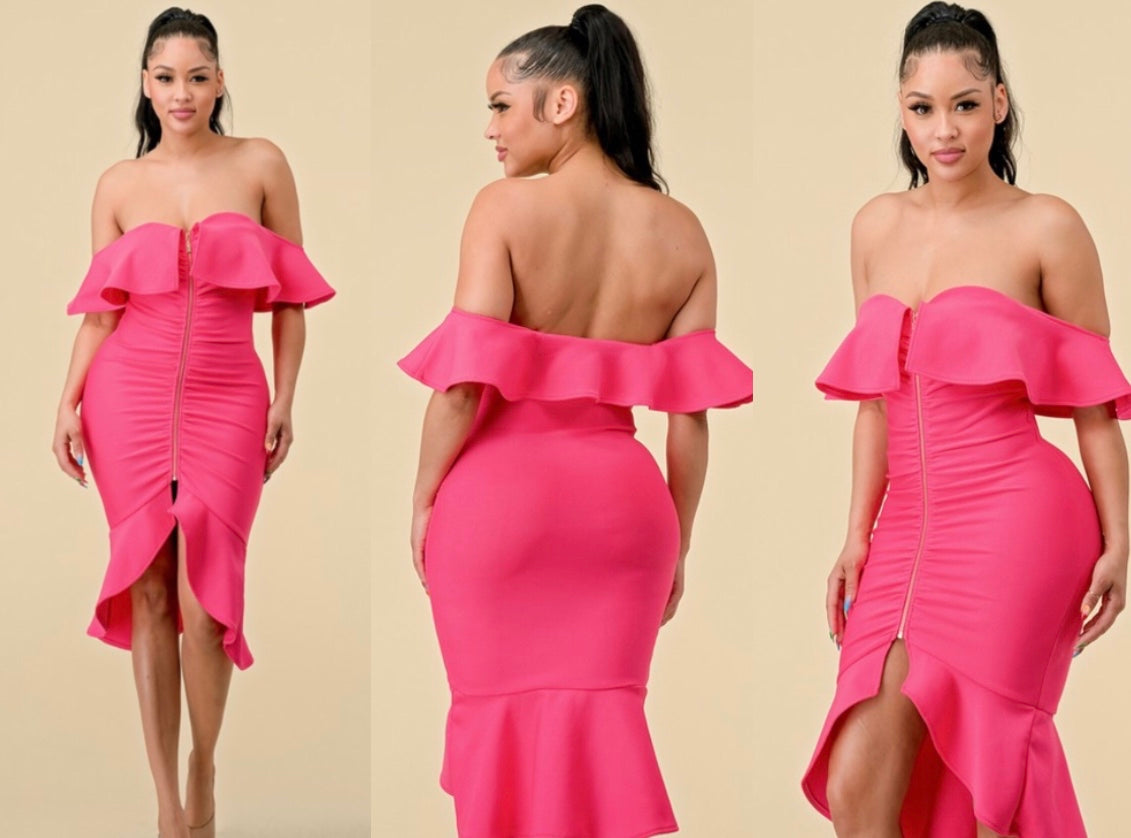 Neon pink bandage dress best sale