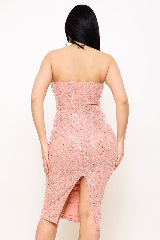 Rocio sequin midi dress - Rose pink