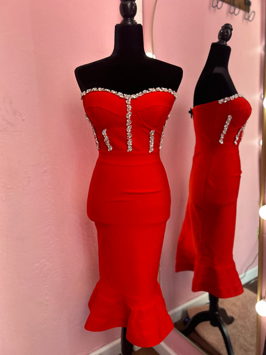 Flor bandage dress - Red