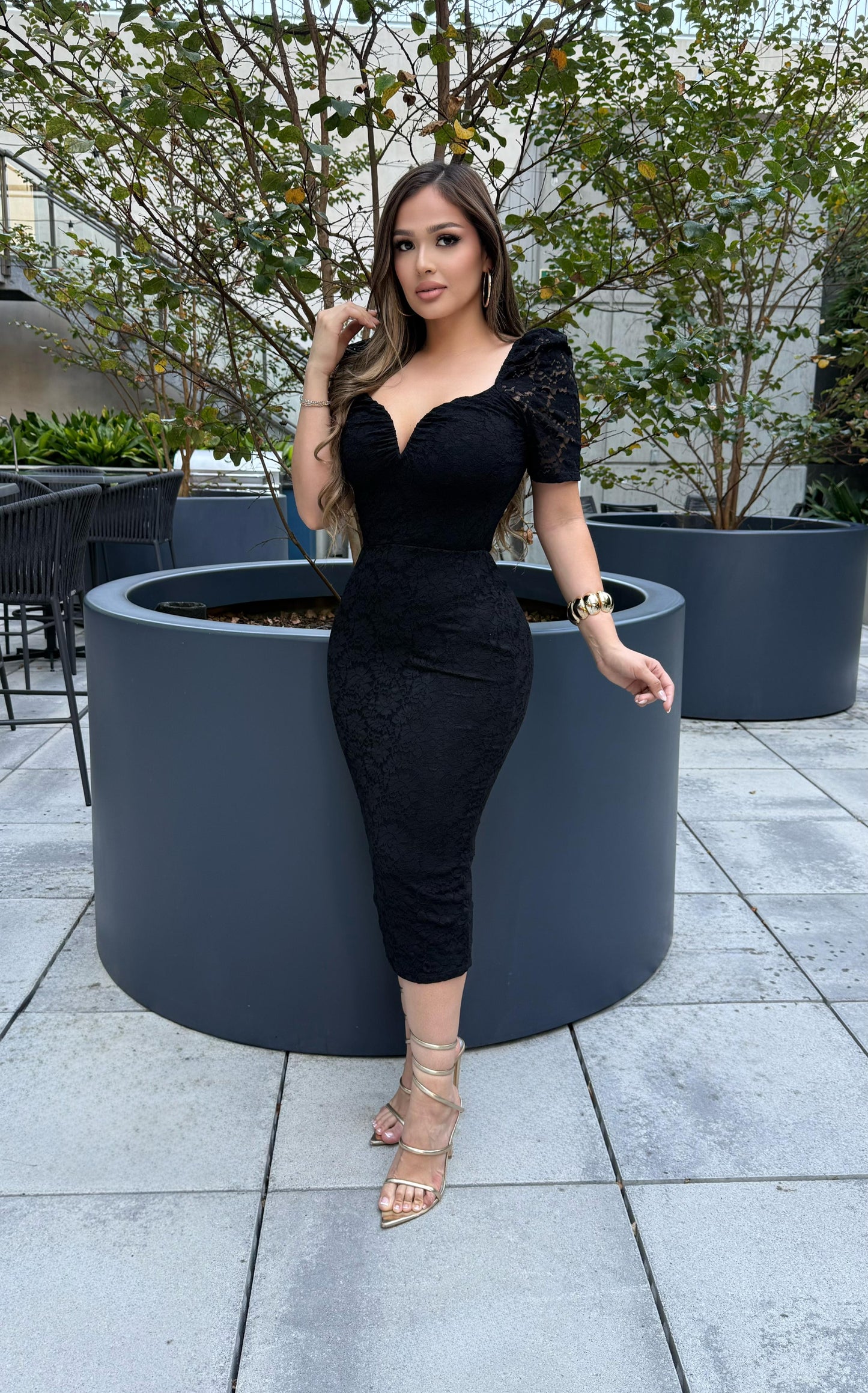 Arianna lace midi dress
