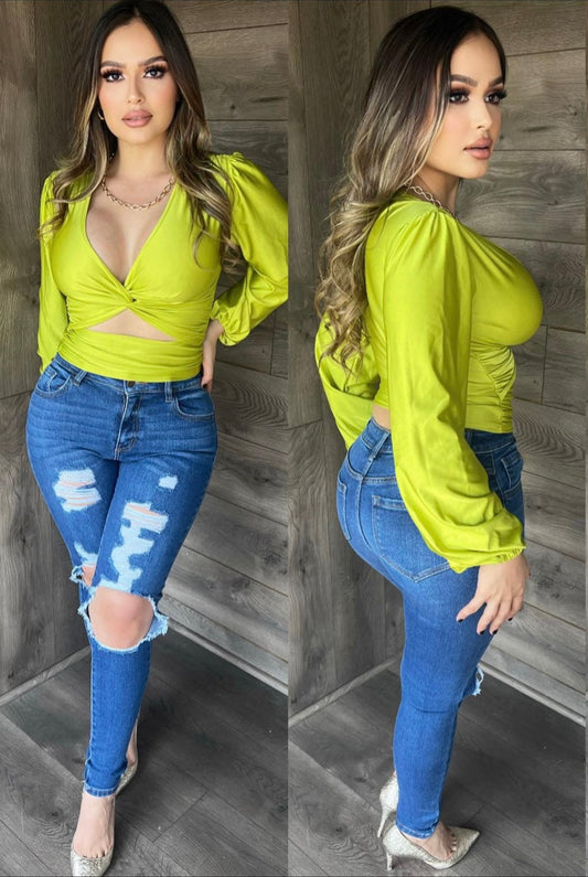 Natalie top - Lime Green