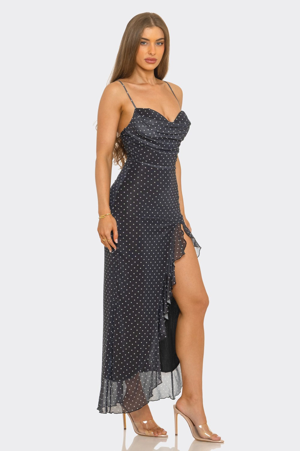 Lourdes dress - Black/White Polka dot